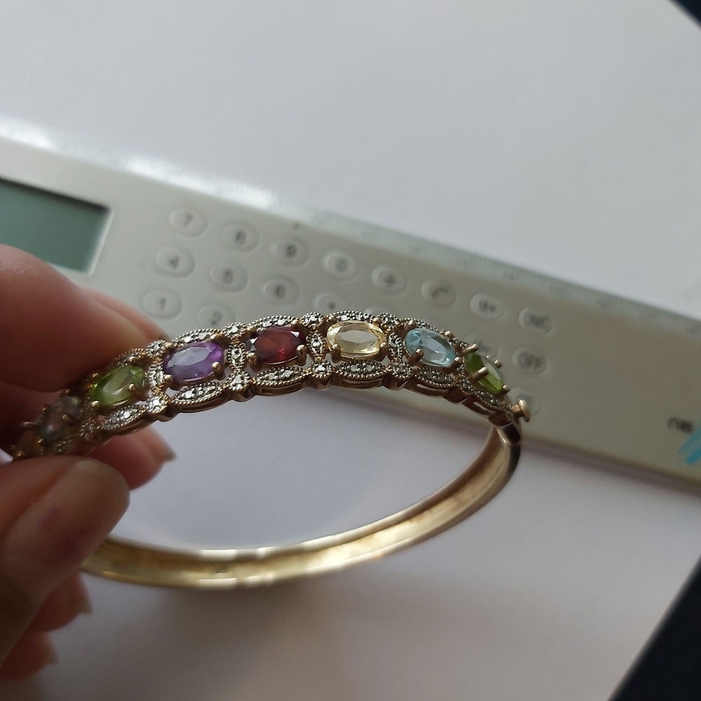 14K Yellow Gold/ Over Sterling Silver 925 Bangle